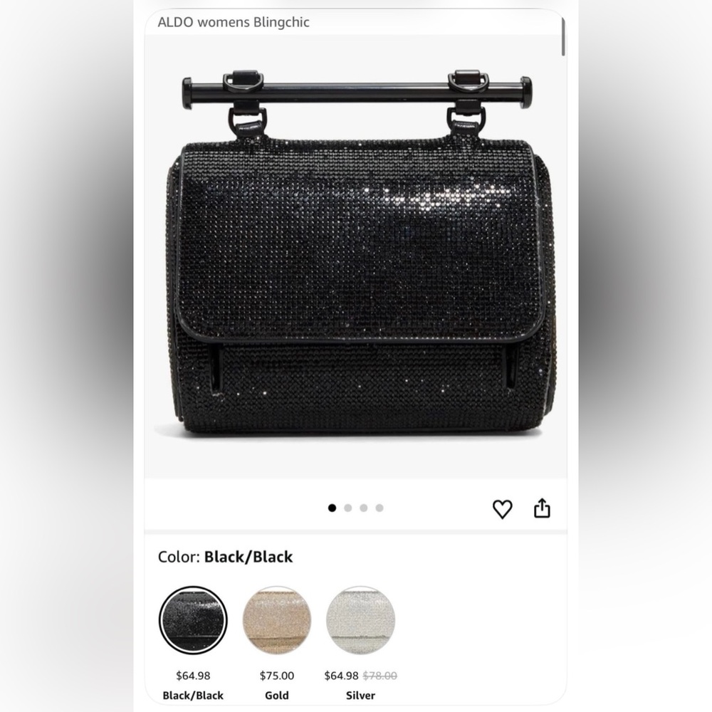Aldo Blingchic Black Sequin Clutch with Strap